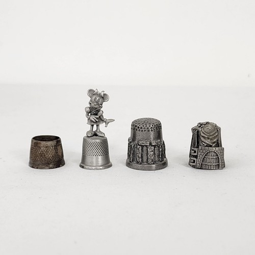 Lot vtg thimbles pewter - x4,