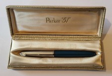 Vintage boxed Parker 51 fountain pen in teal/blue/green hooded nib