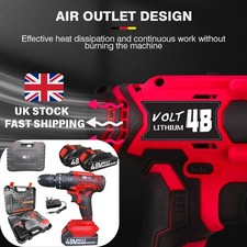 48V Cordless Drill High Power Electric Screwdriver Combi Hammer Driver