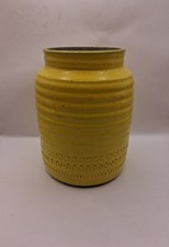 Broadstairs Pottery Large Stoneware Vase With Decorative Bands In Bright Yellow