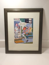 Framed Art Cartoon Funny Cricket Cricketer '....he'll be back in a minute!'