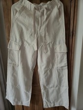 Linen  Beige, Cream Marks And Spencer Size 10 Cargo Trousers On Trend