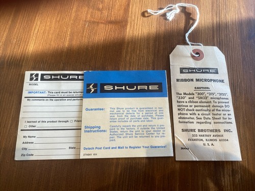 Shure ribbon microphone tag - microphone, +