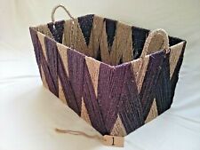 Natural Seagrass 2 Tone Quality Oblong Handled Large Storage Kindling Log Basket