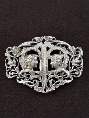 Art nouveau silver nurses belt - silver,