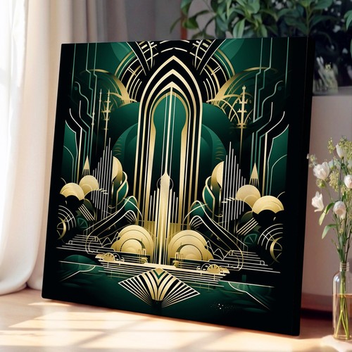 River art deco canvas wall - river,