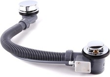 Brass Bath Pop Up Waste Click Clack with Overflow Pipe - Chrome