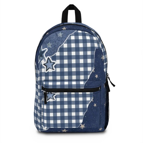 Navy gingham star pattern - star,