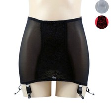 Alacki Open Bottom Girdles Lace Panel 6 Straps Garter Belt Underwear Shapewear