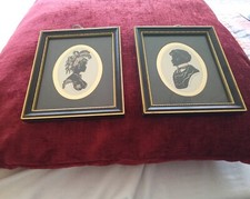 Two Silhouette Portraits of Young Squire and Lady Emma by Enid Elliott Linder