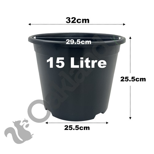 Black plastic plant pots - black, 3