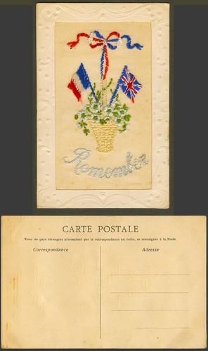 Ww1 silk embroidered old - silk,