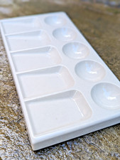 Vtg George Rowney Ceramic Palette 10 Well Watercolour Acrylic Paint Mixing Tray