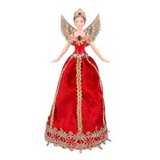 Gisela Graham Luxury Red and Gold Christmas Fairy Tree Topper Regal and Festive
