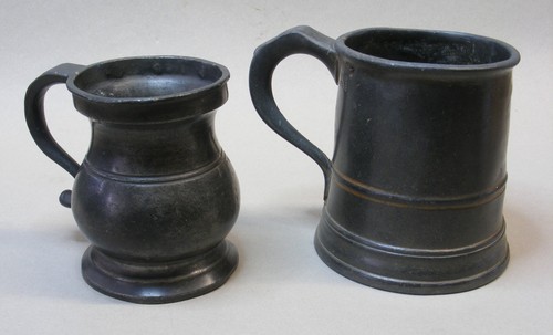Two antique pewter - pewter, mugs