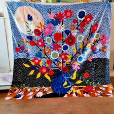 RRP49 designer Bimba y Lola scarf floral garden vase spots logo print