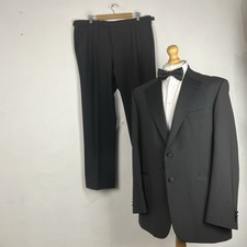 Marks & Spencer Tuxedo Dinner Suit 2 Piece Mens Black 42R Jacket 40W 31L Trouser