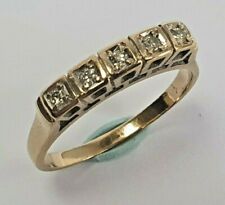 Stunning Vintage 9ct Yellow Gold 5 Stone Diamond Ring 0.15 Carat Size M 1/2