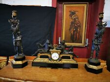 Felix Maurice Charpentier marble and gilt bronze sculptural  mantel clock c 1878