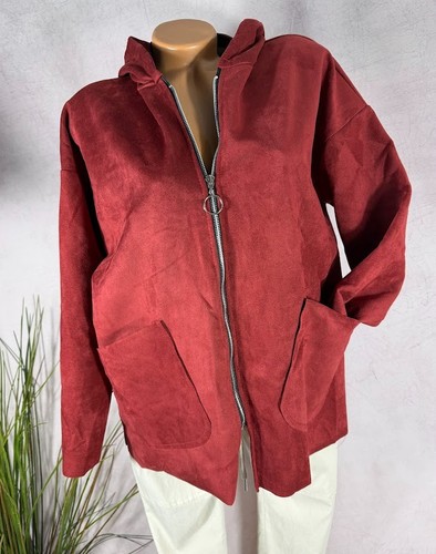 Ladies suede effect hooded - hooded, zip