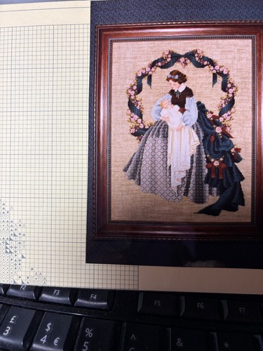 Lavender lace cross stitch - lace,