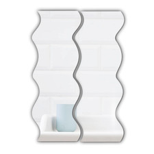 Wall Mirror-Pair of WAVY Acrylic Mirrors (20x 7.5cm each) * NO drilling needed *
