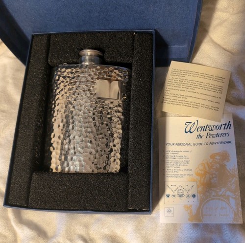 Wentworth pewter hip flask - pewter, in