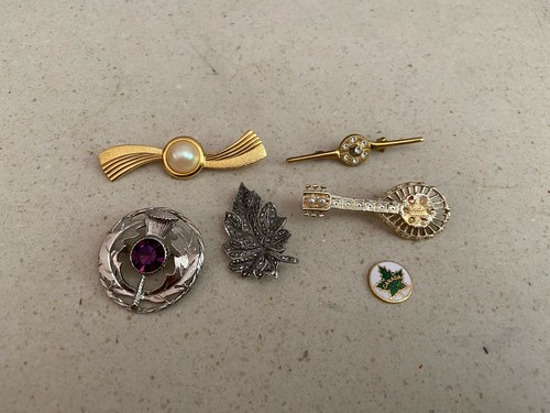 Lot five vintage brooches - five,