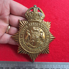South African Police Helmet Plate Badge KC Suid Type Africa 1926 - 1931 Solid