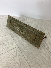 Ornate Antique Solid Brass Letterbox Victorian with Fittings Arts&crafts #AE
