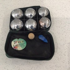Premiership Sports Metal Boules Set With Marker & Wooden Jack In Carry Case VGC