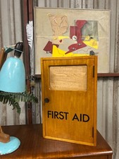 Vintage First Aid Cabinet Medicine Wooden Bathroom Cupboard mid century retro