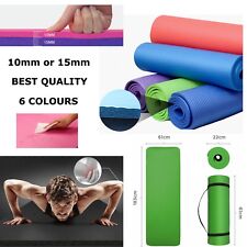 GYM MAT YOGA MAT 10MM 15MM THICK FITNESS PILATES WORKOUT GYMNASTICS + FREE STRAP