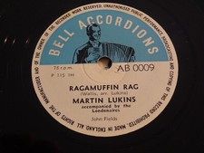 MARTIN LUKINS - RAGAMUFFIN RAG/SIMONETTA 78 RPM  BELL ACCORDIONS E/E++
