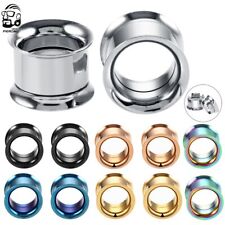 PAIR Stainless Steel Skins-Ear Gauges plug Flesh Tunnels Ear Expander Piercing