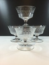 4 x Pall Mall Lady Hamilton cut & etched Sundae Glasses or low Champagne Saucers