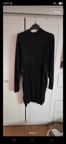 Black sequin mini dress - black,