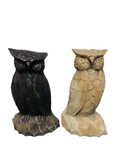 Thai Owls Rustic Hand Carved