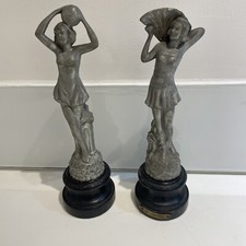 ART DECO PAIR WHITE SPELTER