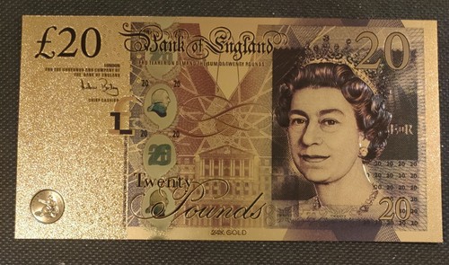 24k gold plated note - 24k, £20