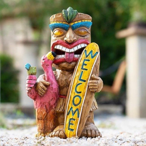Solar tiki garden statue - tiki,