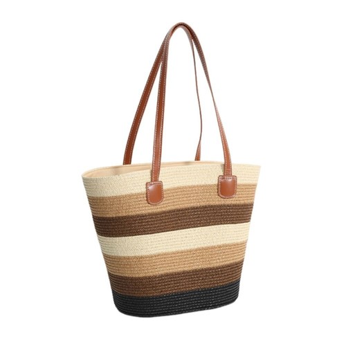 Straw tote bag stripe - tote,