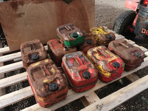 Old steel petrol cans - petrol,