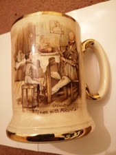Vtg Arthur Wood Ceramic Tankard Mug Oliver Twist Scenes David Dines W/Micawber