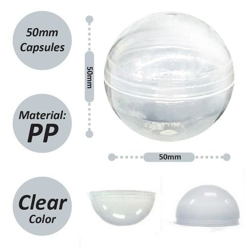 100pcs clear 50mm capsules - x,