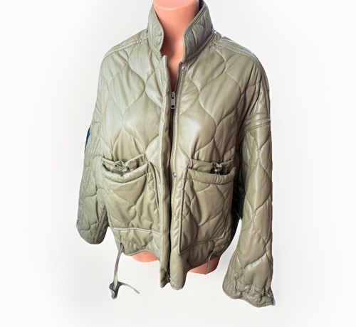 Zara army green faux leather - zara,