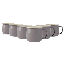 6x Coloured Enamel Belly Mugs