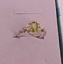 Ambilobe Sphene & White Zircon Sterling Silver Ring (Gemporia, Size N-O)