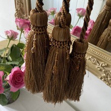 Beaded Rope Gold/brown Luxury  Curtain Tie Backs Vgc