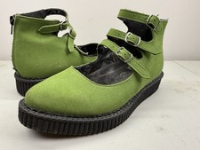 TUK Jade Green Suede Leather Sandals 3 Straps WOMENS 8 39 Monk Shoes